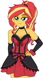 Size: 3705x6639 | Tagged: safe, artist:emeraldblast63, sunset shimmer, human, equestria girls, g4, breasts, cleavage, clothes, female, simple background, sleeveless, solo, transparent background