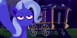 Size: 2048x1018 | Tagged: safe, artist:c4n4ry0nl1n3, part of a set, trixie, pony, unicorn, g4, angry, frown, solo, trixie's wagon, wagon