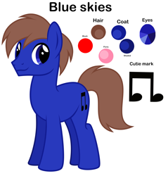 Size: 2271x2380 | Tagged: safe, artist:feather_bloom, oc, oc only, oc:blue_skies, earth pony, pony, high res, reference sheet, simple background, solo, white background