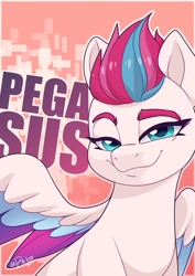 Size: 636x900 | Tagged: safe, artist:rivin177, zipp storm, pegasus, pony, g5, adorazipp, among us, blue eyes, colored, cute, eyebrows, female, flat colors, lidded eyes, mare, princess, raised eyebrow, signature, simple background, smiling, smug, smug face, smugzipp, solo, spread wings, sus (among us), suspicious, text, wings