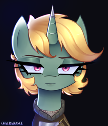 Size: 2364x2747 | Tagged: safe, artist:opal_radiance, oc, oc:easy peasy, pony, unicorn, bust, high res, portrait, solo, synth