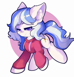 Size: 1350x1400 | Tagged: artist needed, safe, oc, oc only, oc:yvonne.k waverhoof, earth pony, pony, clothes, ear fluff, female, hoodie, lidded eyes, mare, simple background, smiling, solo, white background