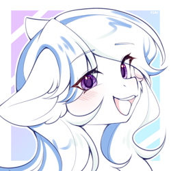 Size: 3000x3000 | Tagged: artist needed, safe, oc, oc only, oc:yvonne.k waverhoof, earth pony, pony, blushing, bust, eye clipping through hair, eyebrows, eyebrows visible through hair, female, high res, mare, open mouth, open smile, portrait, smiling