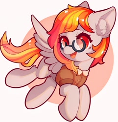 Size: 1350x1400 | Tagged: artist needed, safe, oc, oc only, pegasus, pony, clothes, ear fluff, female, flying, glasses, mare, simple background, solo, spread wings, white background, wings