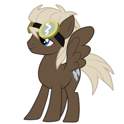 Size: 1000x1000 | Tagged: safe, artist:luckyclau, dumbbell, pegasus, pony, g4, alternate universe, goggles, goggles on head, male, simple background, solo, spread wings, transparent background, wings