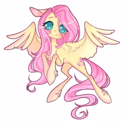 Size: 3072x3072 | Tagged: safe, artist:uni_pone, fluttershy, pegasus, pony, g4, blushing, chest fluff, cute, daaaaaaaaaaaw, heart, heart eyes, high res, shyabetes, simple background, solo, white background, wingding eyes