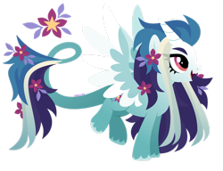 Size: 1920x1477 | Tagged: safe, artist:kabuvee, oc, oc only, oc:tropical rain, alicorn, pony, alicorn oc, eye clipping through hair, eyebrows, female, horn, mare, open mouth, open smile, quadrupedal, signature, simple background, smiling, solo, transparent background, wings