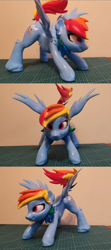 Size: 3000x6750 | Tagged: artist needed, source needed, safe, rainbow dash, pegasus, pony, g4, 3d print, absurd resolution, backwards cutie mark, female, mare, painted, pose, smiling, solo, spread wings, wings
