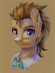 Size: 911x1200 | Tagged: safe, artist:maytee, part of a set, doctor whooves, time turner, earth pony, pony, g4, bowtie, bust, colored pencil drawing, male, portrait, solo, stallion, traditional art