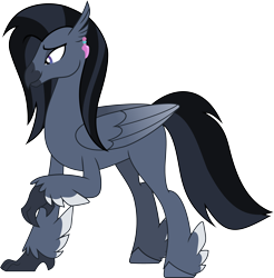 Size: 4000x4069 | Tagged: safe, artist:don't mind me, derpibooru exclusive, oc, oc only, hippogriff, ear piercing, earring, hippogriff oc, jewelry, long hair male, male, piercing, simple background, solo, transparent background, wings
