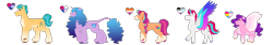 Size: 12000x2000 | Tagged: safe, artist:itstechtock, hitch trailblazer, izzy moonbow, pipp petals, sunny starscout, zipp storm, earth pony, pegasus, pony, unicorn, g5, mane five, mane stripe sunny, pipp is short, pride flag, quadrupedal, simple background, transparent background