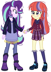 Size: 646x920 | Tagged: safe, artist:sarahalen, moondancer, starlight glimmer, human, equestria girls, g4, alternate universe, clothes, crystal prep academy uniform, duo, school uniform, simple background, white background