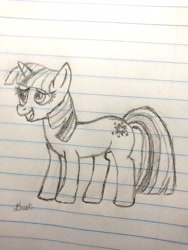 Size: 2448x3264 | Tagged: safe, artist:twiny dust, derpibooru exclusive, twilight sparkle, pony, unicorn, g4, high res, lined paper, pencil drawing, solo, traditional art