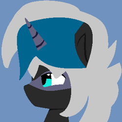 Size: 324x321 | Tagged: safe, artist:jadeharmony, artist:swaggykittycat, oc, oc only, oc:elizabat stormfeather, alicorn, bat pony, bat pony alicorn, pony, alicorn oc, base used, bat pony oc, bat wings, blue background, female, horn, mare, ninja, simple background, solo, wings