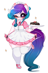 Size: 1890x2872 | Tagged: safe, artist:arwencuack, earth pony, anthro, clothes, commission, dress, heart, heart eyes, maid, simple background, solo, transparent background, wingding eyes