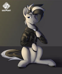 Size: 4170x4972 | Tagged: safe, artist:deskart, oc, oc:cendre, pony, clothes, jacket, leather, leather jacket, solo