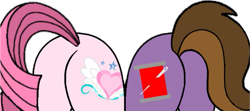 Size: 1085x483 | Tagged: safe, artist:muhammad yunus, oc, oc only, oc:annisa trihapsari, oc:princess kincade, alicorn, earth pony, pony, annibutt, brown tail, butt, butt only, cute, duo, duo female, female, kincadebutt, pictures of butts, pink tail, plot, plot pair, simple background, tail, transparent background