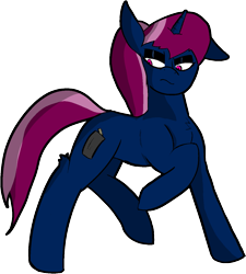 Size: 1163x1292 | Tagged: safe, alternate version, artist:steelstroke, oc, oc only, oc:black powder, pony, unicorn, fallout equestria, eyeliner, makeup, one ear down, simple background, solo, transparent background