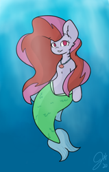 Size: 576x907 | Tagged: safe, artist:jaezmien, oc, merpony, female, fish tail, mare, ocean, solo, swimming, tail, underwater, water