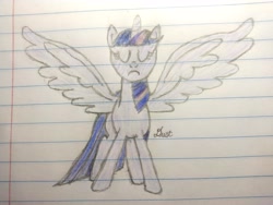 Size: 3264x2448 | Tagged: safe, artist:twiny dust, derpibooru exclusive, twilight sparkle, alicorn, pony, g4, colored, colored pencil drawing, high res, lined paper, pencil drawing, solo, traditional art, twilight sparkle (alicorn)