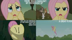 Size: 2000x1125 | Tagged: safe, edit, edited screencap, editor:quoterific, screencap, angel bunny, fluttershy, mouse, pegasus, pony, rabbit, raccoon, squirrel, g4, hurricane fluttershy, animal, determined, female, male, mare