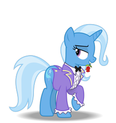 Size: 5000x5300 | Tagged: safe, alternate version, artist:gypsykumquat, trixie, pony, unicorn, g4, .svg available, clothes, female, flower, flower in mouth, inkscape, magician, magician outfit, mouth hold, raised hoof, rose, rose in mouth, seductive, show accurate, simple background, solo, transparent background, vector