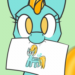 Size: 900x900 | Tagged: safe, artist:askincompetentlightningdust, edit, lightning dust, pegasus, pony, g4, animated, behaving like a dog, cute, drawing, dustabetes, gif, looking at you, nom, solo, tail, tail wag