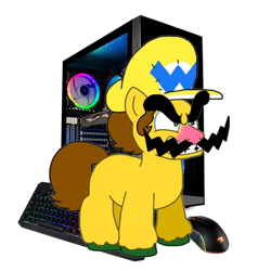 Size: 2000x2000 | Tagged: safe, artist:davidti2006, pony, high res, male, meme, pc, pc game, ponified, rule 85, simple background, solo, wario, white background
