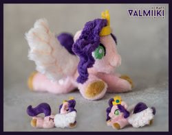 Size: 2364x1866 | Tagged: safe, artist:valmiiki, pipp petals, pegasus, pony, g5, chibi, irl, lying down, no pupils, photo, pipp is short, pipp is smol, plushie, prone, smol, solo, spread wings, tiny, tiny ponies, wings