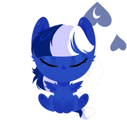 Size: 3000x3000 | Tagged: safe, artist:wifflethecatboi, oc, oc only, oc:moonie hearts, pegasus, pony, bangs, blue hair, blue mane, blue tail, cel shading, chibi, cutie mark, eyes closed, eyeshadow, gradient hooves, high res, makeup, shading, simple background, sitting, small wings, smol, solo, spread wings, tail, transparent background, wings