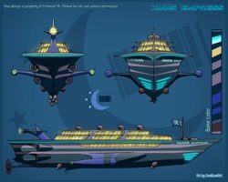 Size: 2500x2000 | Tagged: safe, artist:devillustart, airship, high res, prisoners of the moon, reference sheet, vehicle