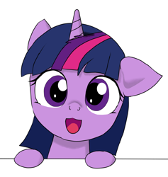 Size: 3300x3483 | Tagged: safe, artist:im_nopony, twilight sparkle, pony, unicorn, g4, bust, cute, female, floppy ears, high res, horn, leaning, looking at you, mare, one ear down, open mouth, simple background, solo, twiabetes, white background