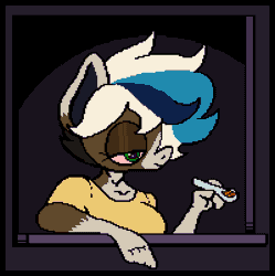 Size: 800x804 | Tagged: safe, artist:kenn, oc, oc:drizzle/piddle, anthro, animated, bouncing, bouncing breasts, breasts, drugs, female, high, pixel art, solo