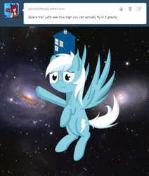Size: 450x530 | Tagged: safe, artist:ask-fleetfoot, fleetfoot, pony, g4, animated, ask-fleetfoot, doctor who, gif, solo, space, tardis