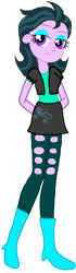 Size: 431x1533 | Tagged: safe, artist:rainbowstarcolour262, zephyr, human, equestria girls, g4, alternate clothes, alternate universe, background human, boots, canterlot, clothes, cutie mark on clothes, eyeshadow, female, hand behind back, makeup, miniskirt, shirt, shoes, simple background, skirt, solo, transparent background, vest