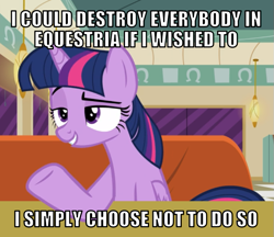 Size: 695x600 | Tagged: safe, edit, edited screencap, editor:twi clown, screencap, twilight sparkle, alicorn, pony, g4, the saddle row review, booth, caption, cropped, diner, female, image macro, mare, meme, solo, text, twilight sparkle (alicorn)