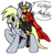 Size: 450x459 | Tagged: safe, artist:muffinz, derpy hooves, pegasus, pony, g4, bit, chaos, chaos knight, female, mare, pixel-crisp art, riding, riding a pony, saddle, simple background, solo, tack, warhammer (game), warhammer 40k, white background