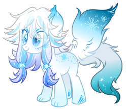 Size: 2674x2286 | Tagged: safe, artist:anno酱w, oc, oc only, fox, fox pony, hybrid, base used, fox tail, high res, ice, palindrome get, paws, simple background, snow, tail, transparent background