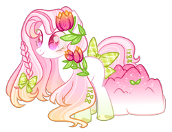 Size: 2940x2256 | Tagged: safe, artist:anno酱w, earth pony, pony, base used, bow, flower, flower in hair, high res, pigtails, simple background, smoothie, transparent background, tulip