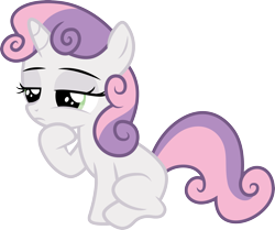 Size: 3589x3000 | Tagged: safe, artist:cloudy glow, sweetie belle, pony, unicorn, g4, my little pony: friendship is magic, one bad apple, .ai available, blank flank, high res, simple background, solo, thinking, transparent background, vector