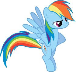 Size: 3970x3740 | Tagged: safe, artist:90sigma, rainbow dash, pegasus, pony, g4, disappointed, female, high res, legs together, mare, rainbow dash is not amused, simple background, solo, spread wings, transparent background, unamused, vector, wings