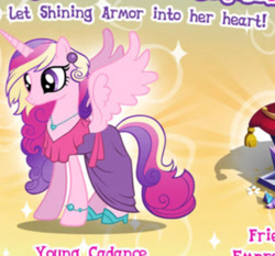 Size: 522x486 | Tagged: safe, gameloft, princess cadance, alicorn, pony, g4, my little pony: magic princess, bracelet, clothes, cute, cutedance, dress, female, hoof shoes, implied shining armor, jewelry, mare, meme, necklace, smiling, spread wings, standing, wings, wow! glimmer, young cadance, younger