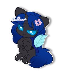 Size: 653x771 | Tagged: safe, artist:maddzarts, oc, oc only, oc:swift dawn, changeling, angry, big ears, blue changeling, blue mane, changeling oc, commission, crossed hooves, drop shadow, emanata, eye clipping through hair, eyebrows, eyebrows visible through hair, horn, looking away, male, outline, scowl, simple background, sitting, sitting up, solo, transparent background, white outline, wings, ych result