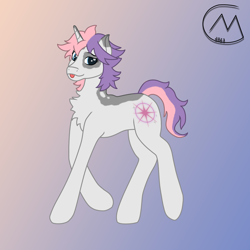 Size: 3200x3200 | Tagged: safe, artist:maître cervidé, oc, oc:arcana glyph, pony, unicorn, :p, female, gradient background, high res, not sweetie belle, short hair, solo, tongue out