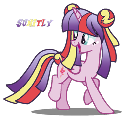 Size: 860x812 | Tagged: safe, artist:amicasecretuwu, oc, oc only, oc:sunitly, alicorn, pony, alicorn oc, horn, magical lesbian spawn, offspring, parent:sunset shimmer, parent:twilight sparkle, parents:sunsetsparkle, simple background, solo, transparent background, wings