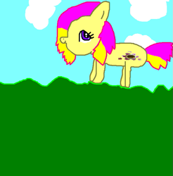 Size: 667x677 | Tagged: safe, artist:knuxfan1, gem blossom, earth pony, pony, g3, g4, 1000 hours in ms paint, cute, female, field, g3 to g4, generation leap, grass, grass field, mare, ms paint, outdoors, paint.net, smiling, solo
