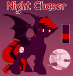 Size: 2800x2900 | Tagged: safe, artist:breloomsgarden, derpibooru exclusive, oc, oc only, oc:night chaser, bat pony, pony, high res, long hair, long mane, male, moon, reference sheet, smiling, solo, stallion, unshorn fetlocks, wings