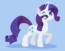 Size: 1000x786 | Tagged: safe, artist:cachicabra, rarity, pony, unicorn, g4, blue background, raised hoof, simple background, solo