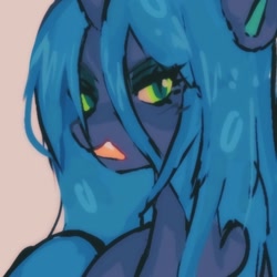 Size: 710x710 | Tagged: safe, artist:gorkujo, queen chrysalis, changeling, changeling queen, g4, bust, female, looking at you, open mouth, open smile, smiling, solo