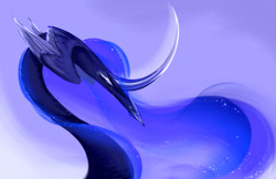 Size: 1280x828 | Tagged: safe, artist:shirecorn, princess luna, alicorn, pony, g4, bust, curved horn, head wings, horn, redesign, solo, wings